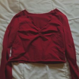 red cropped shein shirt